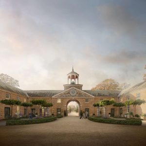 The courtyard and clock tower at Hotham Hall